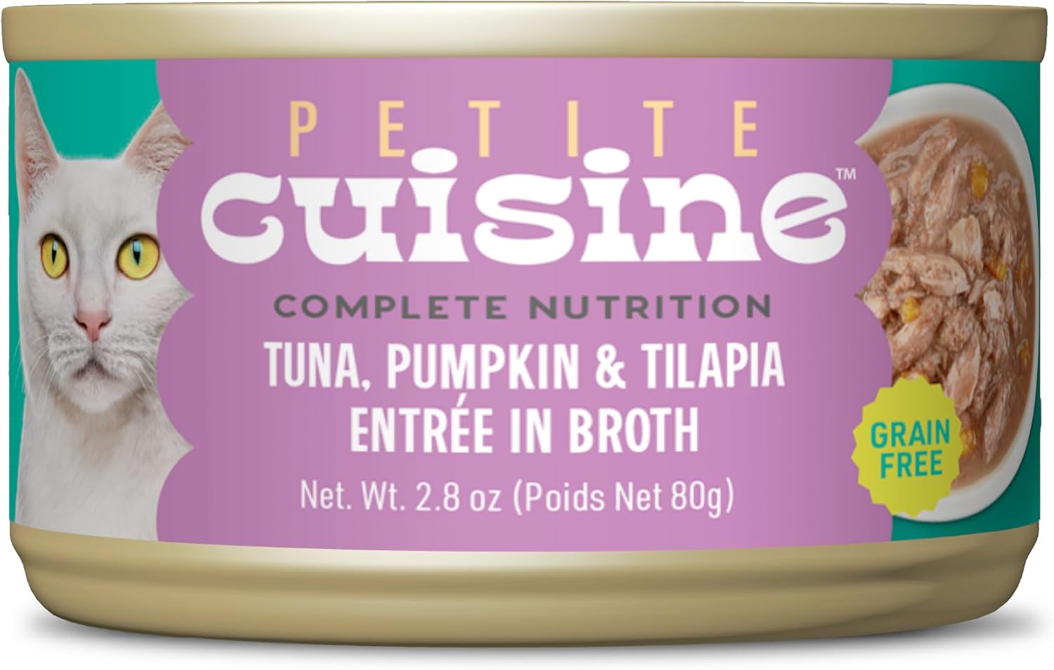 Whole Foods Wet Cat Food, Tuna, Pumpkin & Tilapia Entree in Broth, 2.8 oz. Can (24 Count)