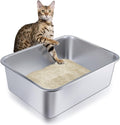 Cat Litter Box - Metal High-Sided Litter Pan for Cats, Rabbits, and Pets, Non-Stick, Odor-Free, Easy to Clean, Splash-Proof, Sturdy and Durable Indoor Cat Toilet Supplies