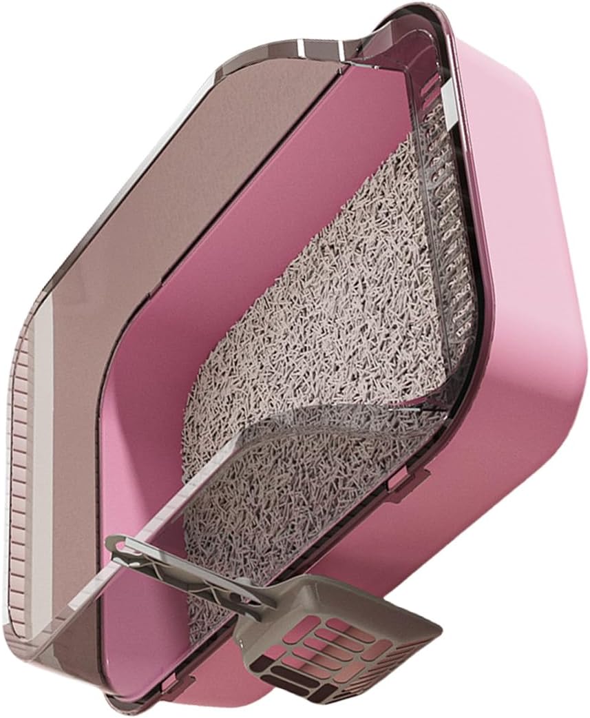 Semi-Enclosed Toilet,Anti-Spill Design,Thickened Structure Odor Blocking, Simple Pet Litter Box,High Side Anti-Splashing, Semi-Enclosed Removable Cats Litter Boxes, Easy to-Clean