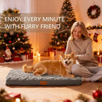 Orthopedic Dog Bed Waterproof Soft Comfortable Egg Crate Foam Large Pet Beds Crate Mat with Removable Washable Cover and Nonskid Bottom,(Grey)