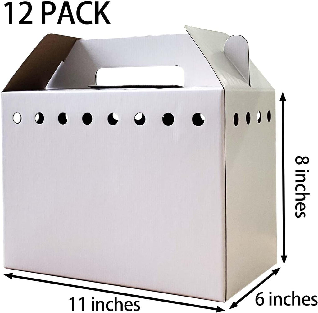 Cardboard Pet Carriers for Small Animals, Hamsters, Gerbils, Birds, Reptiles, Not for Cats or Dogs, Disposable Cardboard Pet Carrier 12 Pack