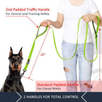Double Handle Dog Leash 6ft Long, Padded 2 Handle, Heavy Duty, Reflective Training Leash for Medium Large Dogs, Dual Handle Lead (Green)
