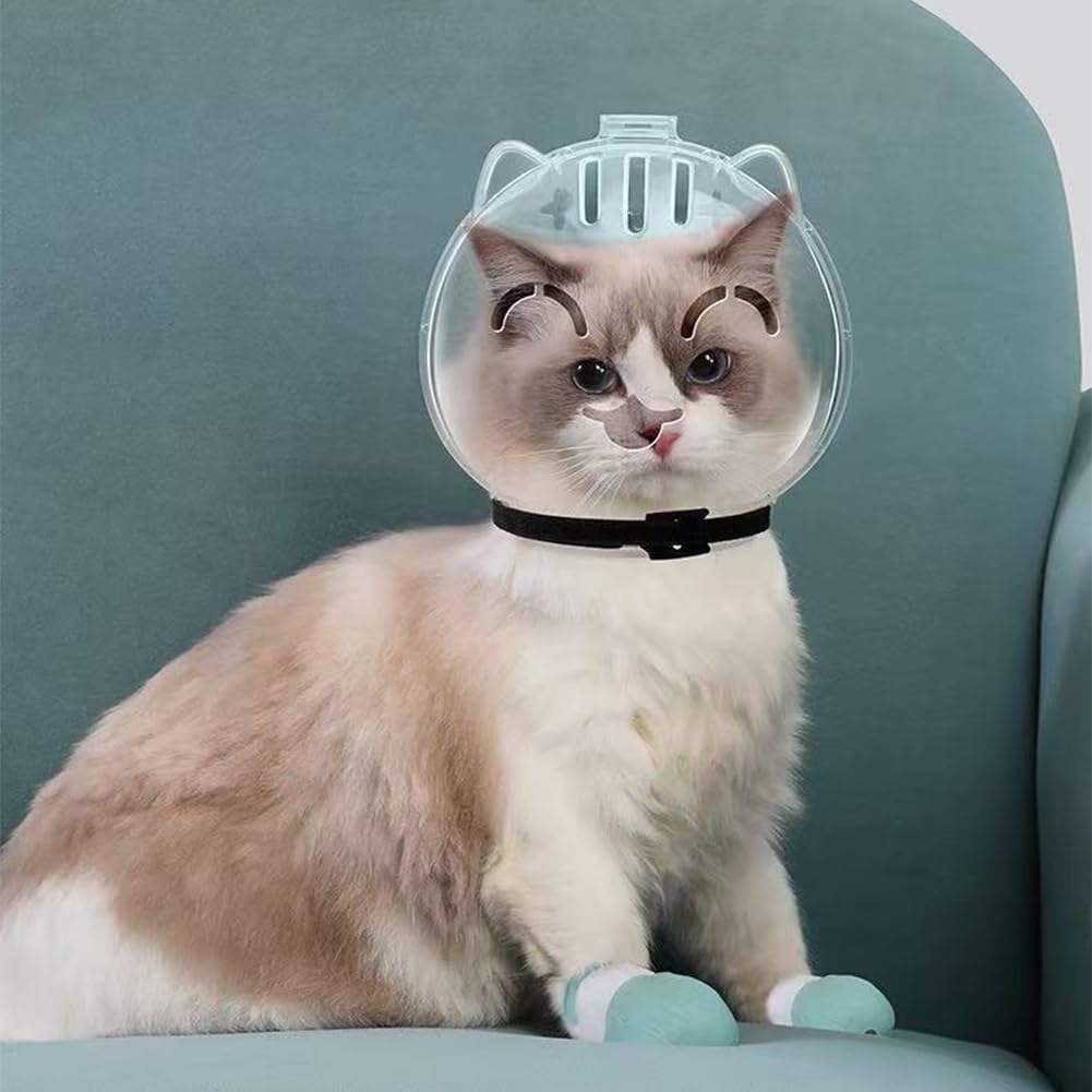 Cat Muzzle for Grooming Breathable Cat Muzzle Helmet Adjustable Hood Anti Bite Muzzles for Pet Bathing,Taking Injections