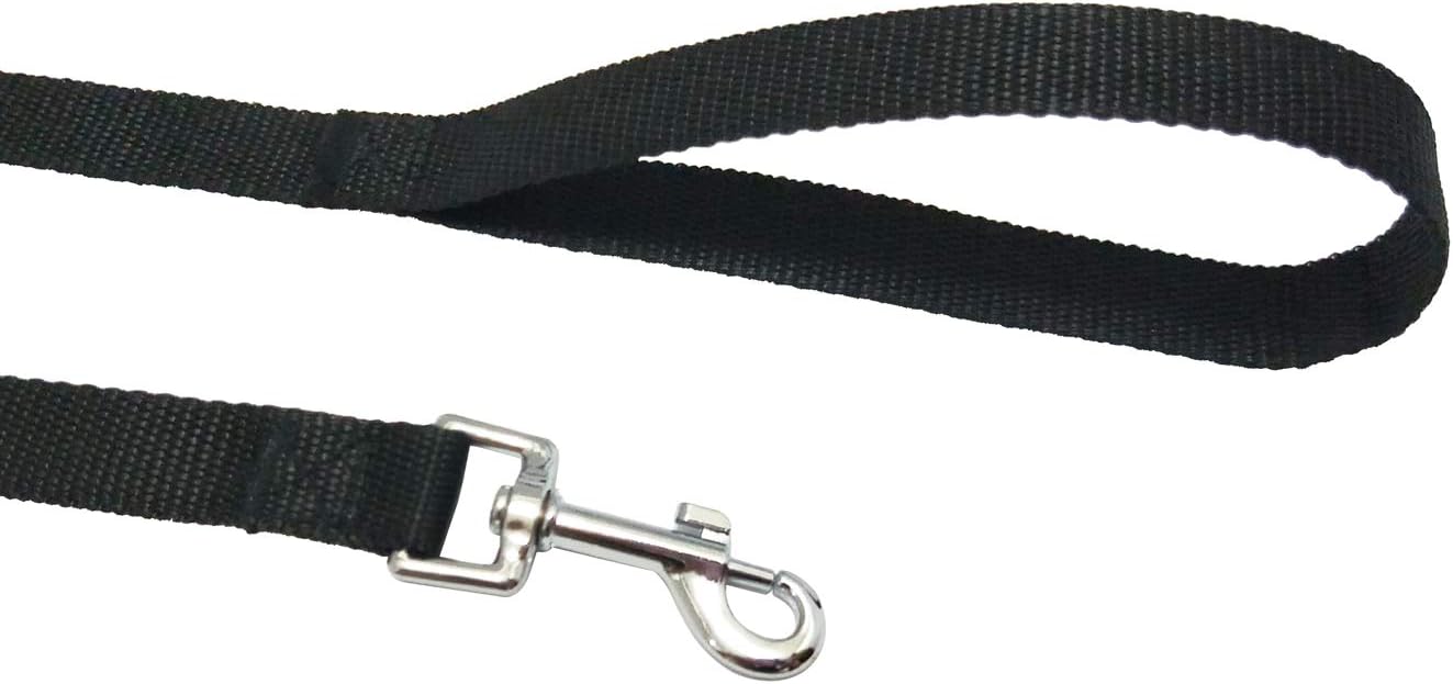 Nylon Training Dog Leash for Small Medium Large Dogs, 15ft 20ft 30ft 50ft Long Puppy Lead for Obedience Recall Training, Camping (20ft, Black)