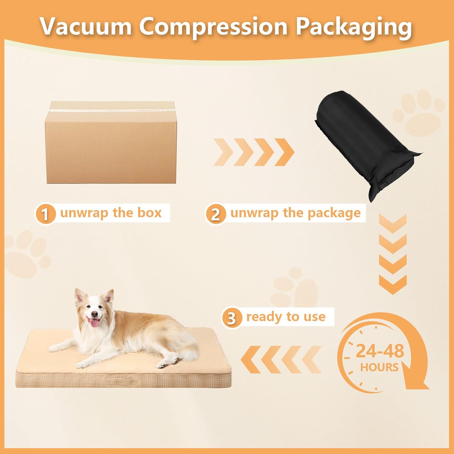 Washable Orthopedic Dog Bed – Waterproof Egg-Crate Foam (Beige)