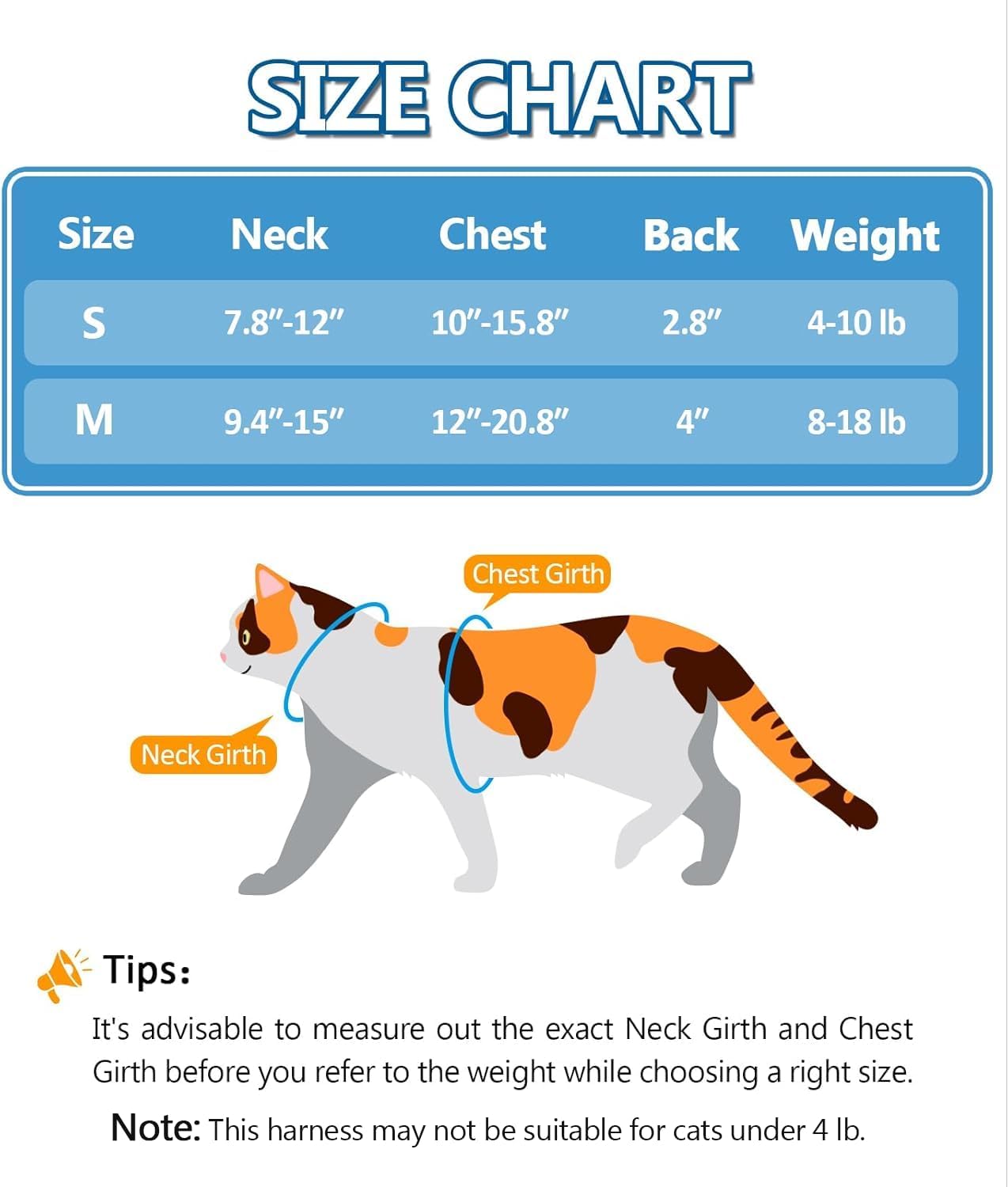 Cat Harness and Leash Set, 3-in-1 Adjustable & Lightweight, Escape-Proof, Comfortable Soft Kitten Harness for Large Cats, Safe, Easy to Wear, Outdoor Walking Travel