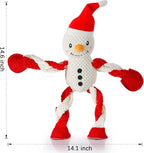Christmas Dog Toys, Squeaky Snowman Plush with Ropes for Tug of War, Durable Interactive Chew Toys for Puppy Small Medium Large Dogs