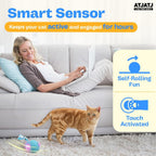 Interactive Cat Balls Toys for Indoor Cats, Automated Smart Ball Cat Toy with Elastic Mesh Tail, 3-Speed Rechargeable Rolling Kitten Toy, Electronic Mental Stimulating Self Play Pet Ball for Fun