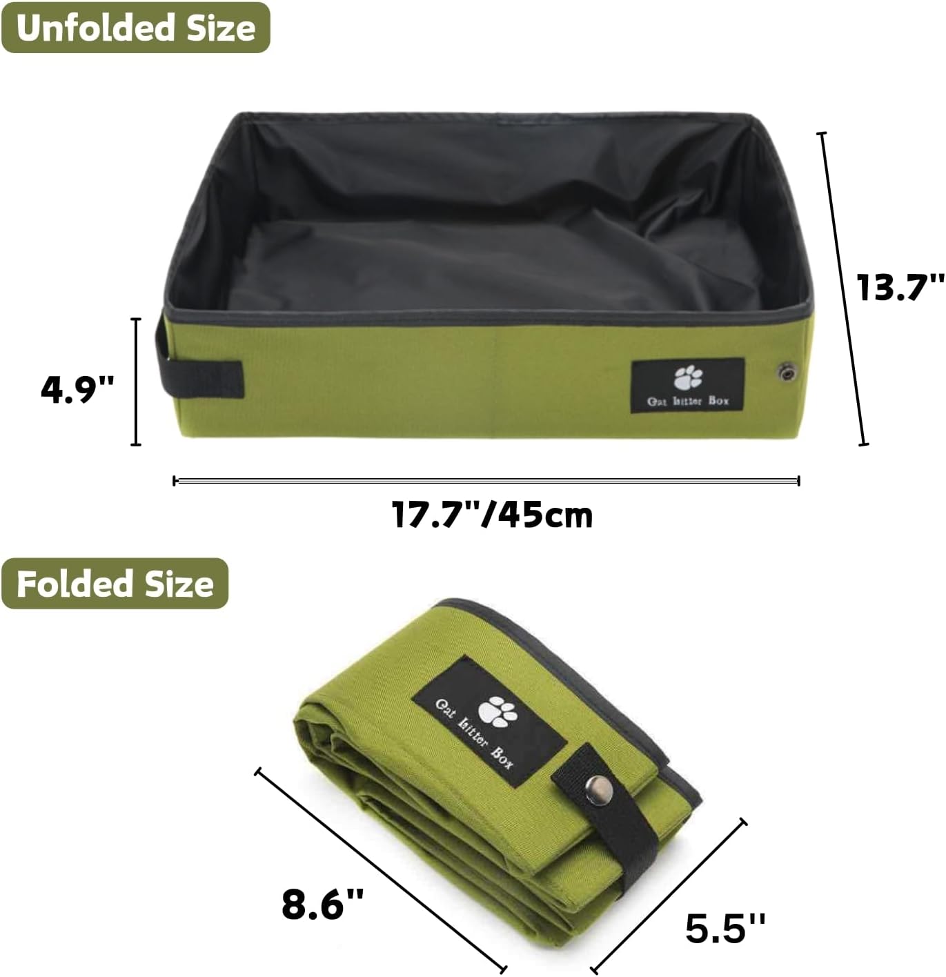 Portable Foldable Cat Litter Box - Waterproof, Leak-Proof for Outdoor Camping, Hotel Stays, Road Trips - Travel Essentials for Cats & Kittens