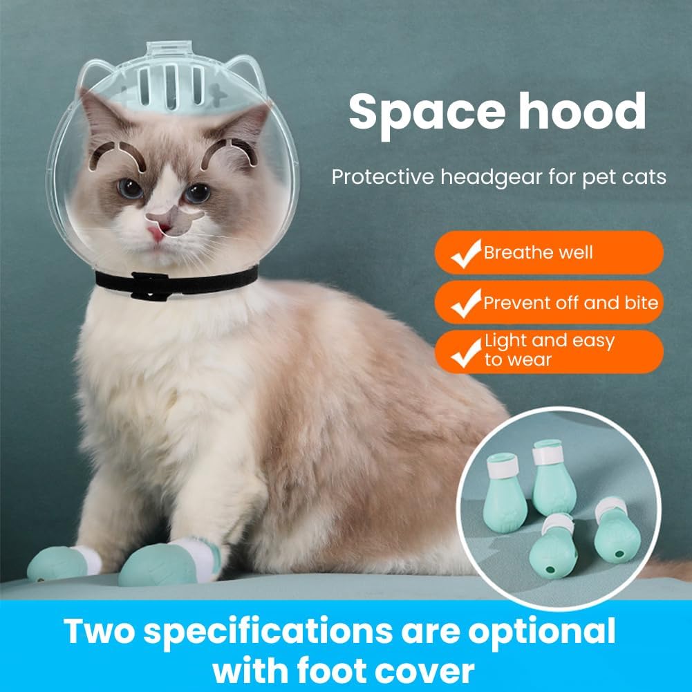 Cat Muzzle for Grooming Breathable Cat Muzzle Helmet Adjustable Hood Anti Bite Muzzles for Pet Bathing,Taking Injections