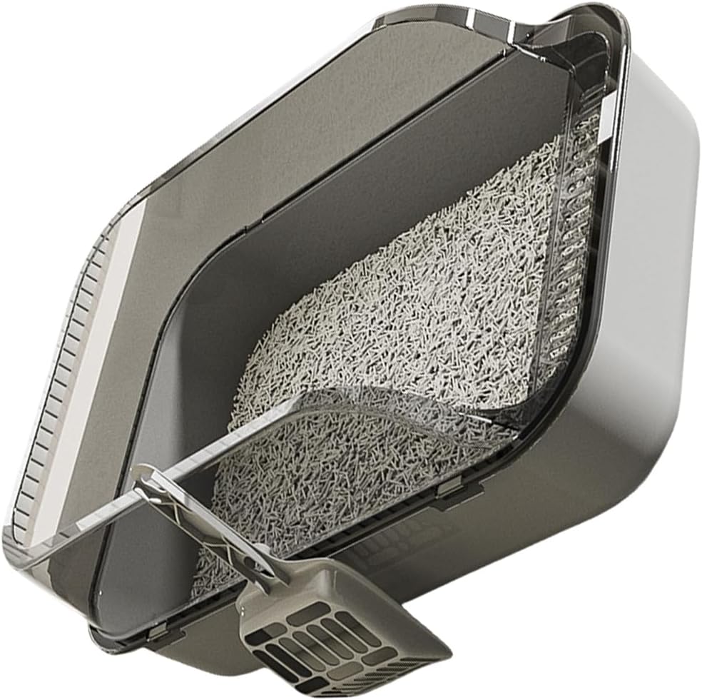 Semi-Enclosed Toilet,Anti-Spill Design,Thickened Structure Odor Blocking, Simple Pet Litter Box,High Side Anti-Splashing, Semi-Enclosed Removable Cats Litter Boxes, Easy to-Clean