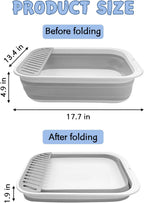 Kitten Litter Box Low Entry Litter Box for Senior Cats - Shallow Cat Litter Pan Collapsible Litterbox for Travel Grey