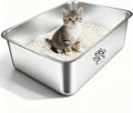 Steel Litter Box, Metal Cat Litter Box with High Sides, Never Absorbs Odors, Non-Stick, Easy to Clean, Small Litter Tray for Kittens, Litter Tray
