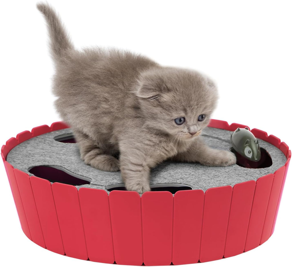 Interactive Cat Toy with Running Mouse, Automatic Track Kitten Toy | Electronic Motion Cat Toy for Indoor Cats, Pop and Play Hide Seek Cats Toys Hunting Mouse for Kitty Play Exercise,