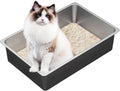 Steel Litter Box - High Sided Metal Cat Litter Box Pan, Never Absorbs Smell, Easy to Clean Non Stick Cat Litterbox Tray Toilet Pet Supplies for Indoor Kitty, Kitten, Rabbit, Puppy