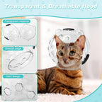 Cat Muzzle for Grooming, Adjustable Breathable Transparent Cat Astronaut Helmet with 4 Silicone Paw Shoes for Bath Nail Trimming