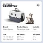 Hard-Sided Travel Pet Carrier for Small Dogs and Cats, Plastic Dog Carriers with 2-Door Top & Front Load & Ventilation & Security Lock, Cat Dog Carrier for Pet, up to 10lbs, Grey