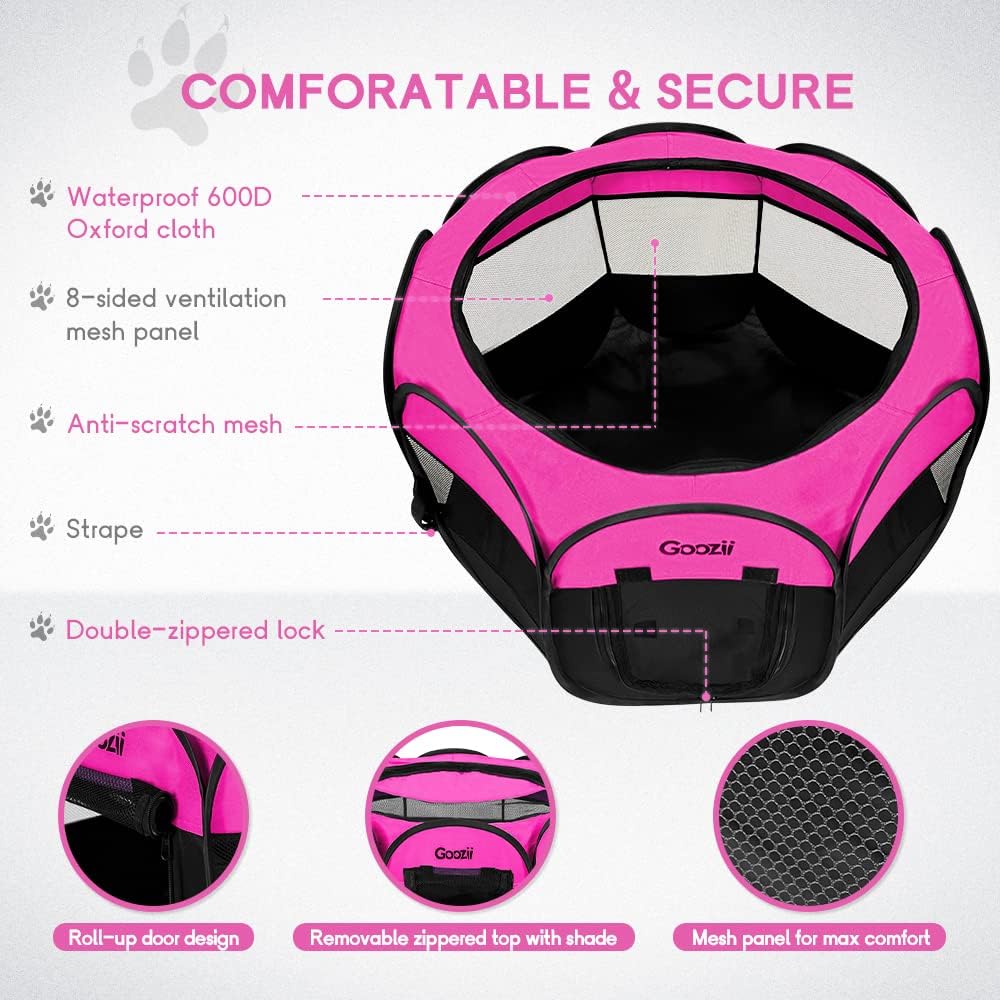 Pet Cat Playpen for Indoor Cats Enclosed, Portable Foldable Dog Playpen Outdoor Tent Crate Cage with Zipper Top Cover Door for Kitten Puppy Outside Rv Car Camper