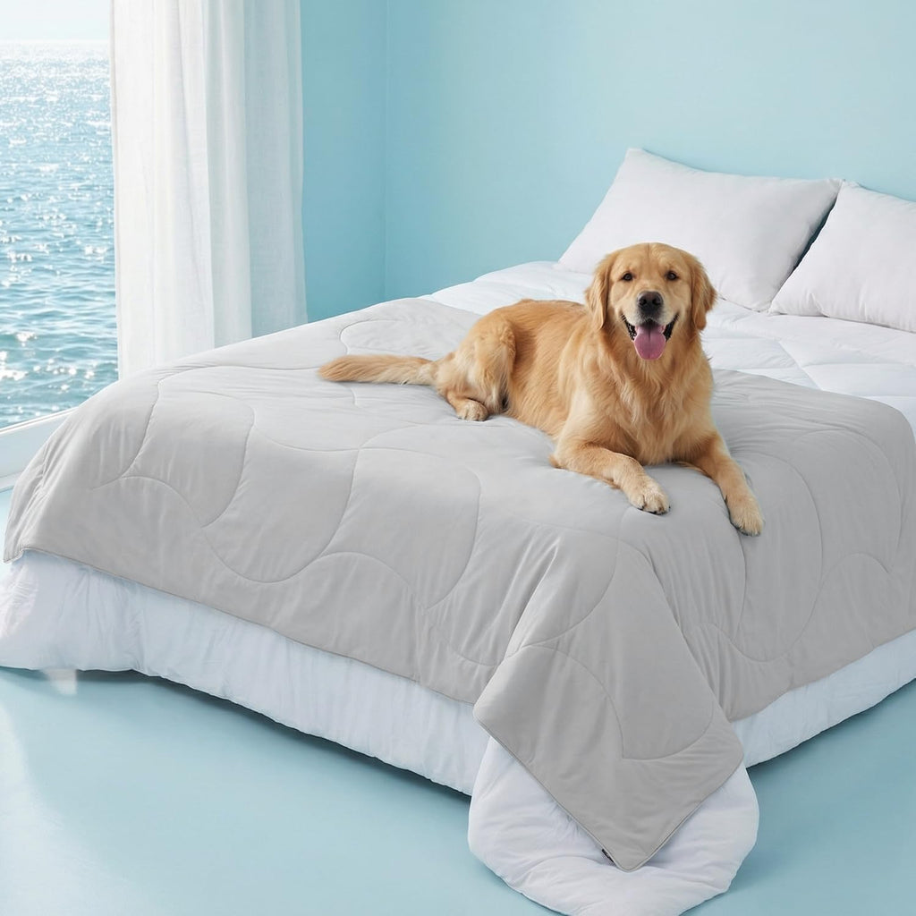 Premium Cooling Dog Blanket for Bed - Q-MAX>0.5 Breathable Washable Dog Cooling Mat, Travel Soft Pet Summer Essentials, Grey, 60"x80"