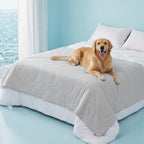 Premium Cooling Dog Blanket for Bed - Q-MAX>0.5 Breathable Washable Dog Cooling Mat, Travel Soft Pet Summer Essentials, Grey, 60"x80"