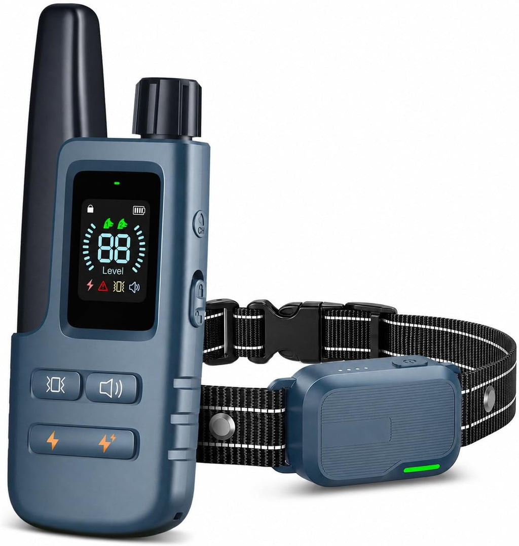 Shock Collar for Dogs - 4200ft Dog Training Collar with Remote, Rechargeable Electric Ecollar for Small Medium Large Dogs with Beep, Vibration, Safe Shock Modes (Light Blue)