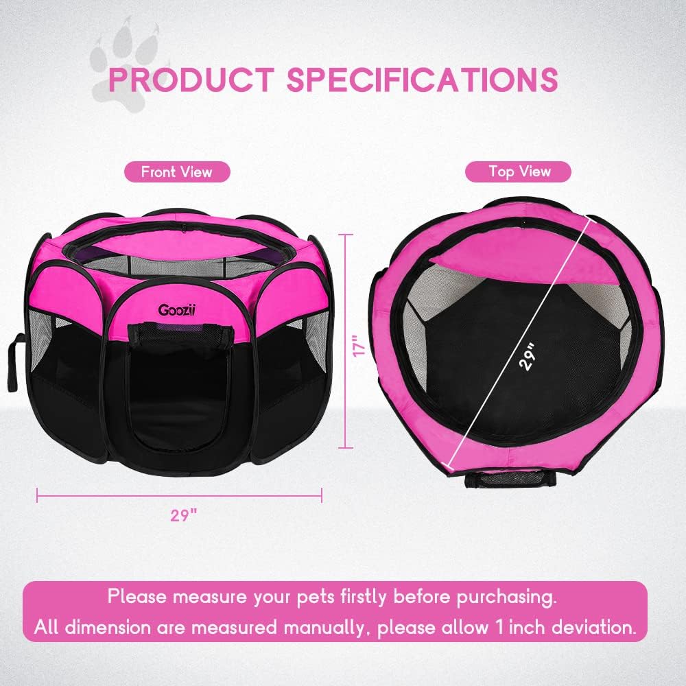 Pet Cat Playpen for Indoor Cats Enclosed, Portable Foldable Dog Playpen Outdoor Tent Crate Cage with Zipper Top Cover Door for Kitten Puppy Outside Rv Car Camper