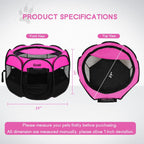 Pet Cat Playpen for Indoor Cats Enclosed, Portable Foldable Dog Playpen Outdoor Tent Crate Cage with Zipper Top Cover Door for Kitten Puppy Outside Rv Car Camper