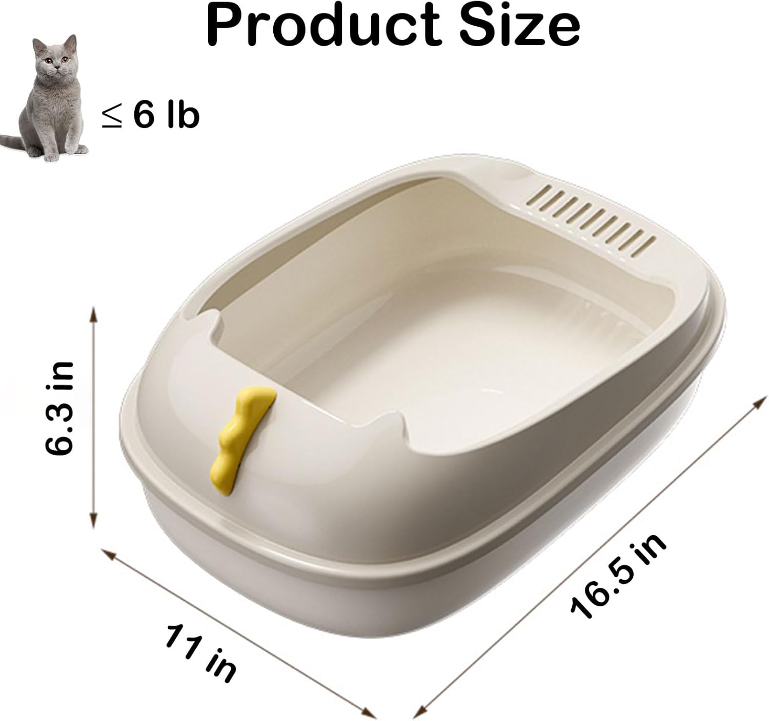 Open Litter Box, Anti-Splashing Cat Toilet with Litter Sifting Scoop - Semi-Enclosed, Removable Kitten Litter Box