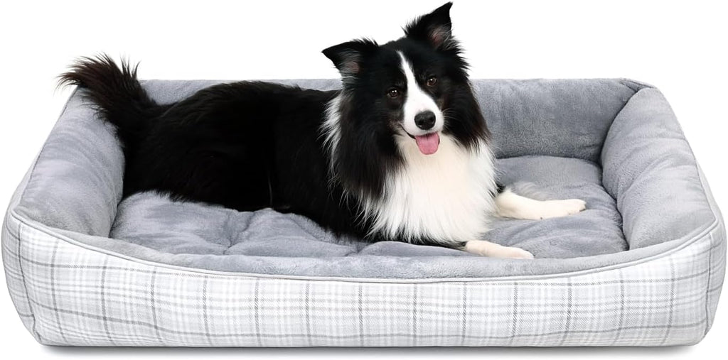 Dog Beds for Small Medium Dogs & Cats, Orthopedic Sleeping Pet Bed for Couch with Durable Puppy Cuddler and Anti-Slip Bottom Machine Washable(gray)
