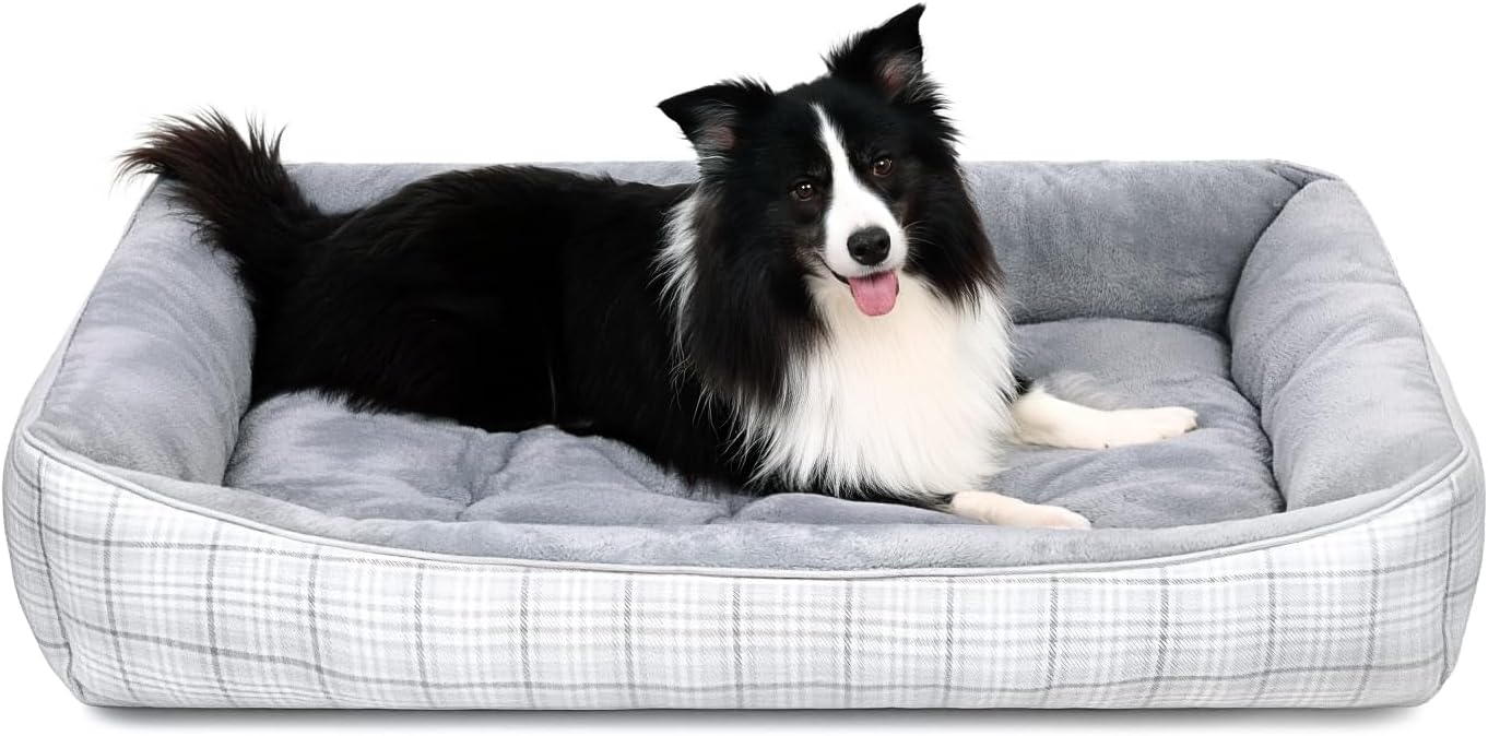 Dog Beds for Small Medium Dogs & Cats, Orthopedic Sleeping Pet Bed for Couch with Durable Puppy Cuddler and Anti-Slip Bottom Machine Washable(gray)