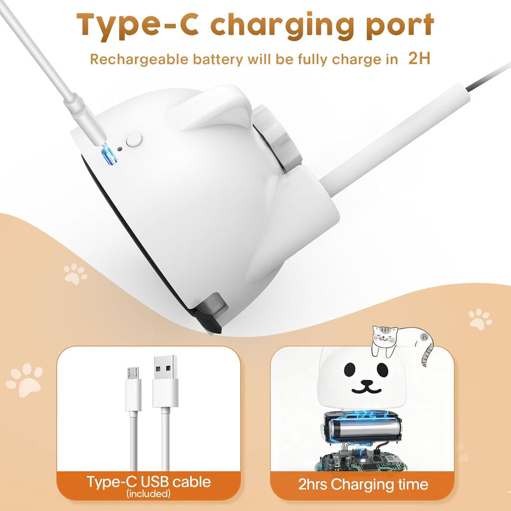 Interactive Cat Toys for Indoor Cats: Upgraded 360° Automatic Spin Flying Bird Feather Wand with Silicone Protected Rod Safe Play, Strong 8cm Suction Cup, USB-Rechargeable for Bored Kittens and Adult