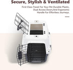 Hard-Sided Travel Pet Carrier for Small Dogs and Cats, Plastic Dog Carriers with 2-Door Top & Front Load & Ventilation & Security Lock, Cat Dog Carrier for Pet, up to 10lbs, Grey