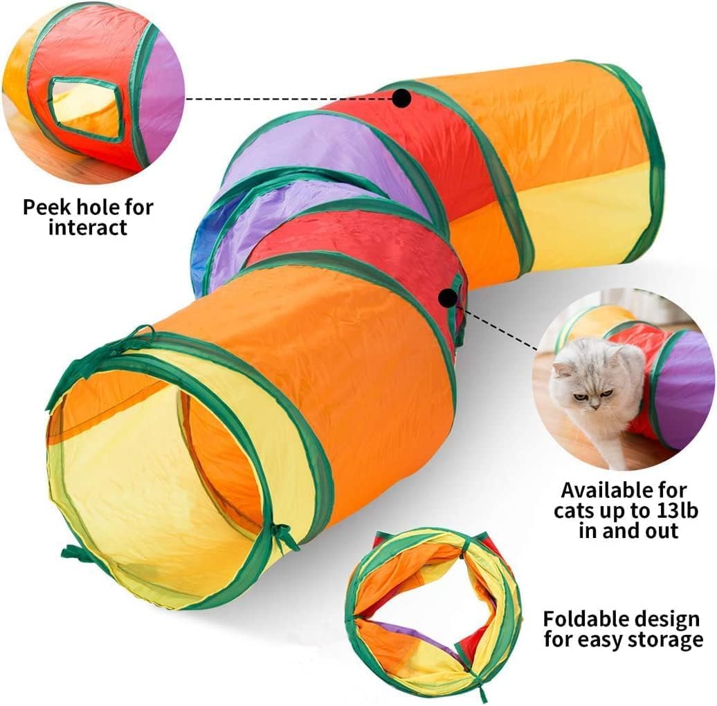 Cat Tunnels for Indoor Cats, Interactive Peek-a-Boo Cat Chute Cat Tube Toy, Camouflage S-Tunnel