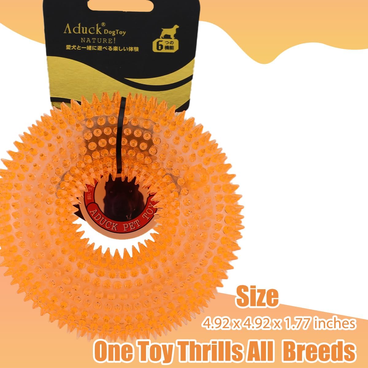 Dog Squeaky Chew Toys for Aggressive Chewers, Small Medium Large Dogs Teeth Cleaning Soft Natural Rubber Float Toy for Indoor Outdoor Water Pool, Donut Ring Design 4.92 inch, Crystal Blue Crystal orange