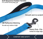 Dog Leash 6ft Long,Traffic Padded Two Handle,Heavy Duty,Reflective Double Handles Lead for Control Safety Training,Leashes for Large Dogs or Medium Dogs,Dual Handles Leads(Light Blue)