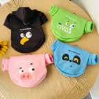 Autumn and Winter Pet Clothes Dog Milk Silk with Velvet Hat Pullover Cartoon Sweater Cat and Dog Strap Pulling Rope Loop Buckle (Small 1.5-2.5kg)
