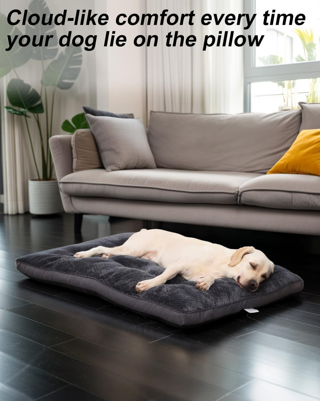 Washable Plush Dog Crate Pad (Gray)