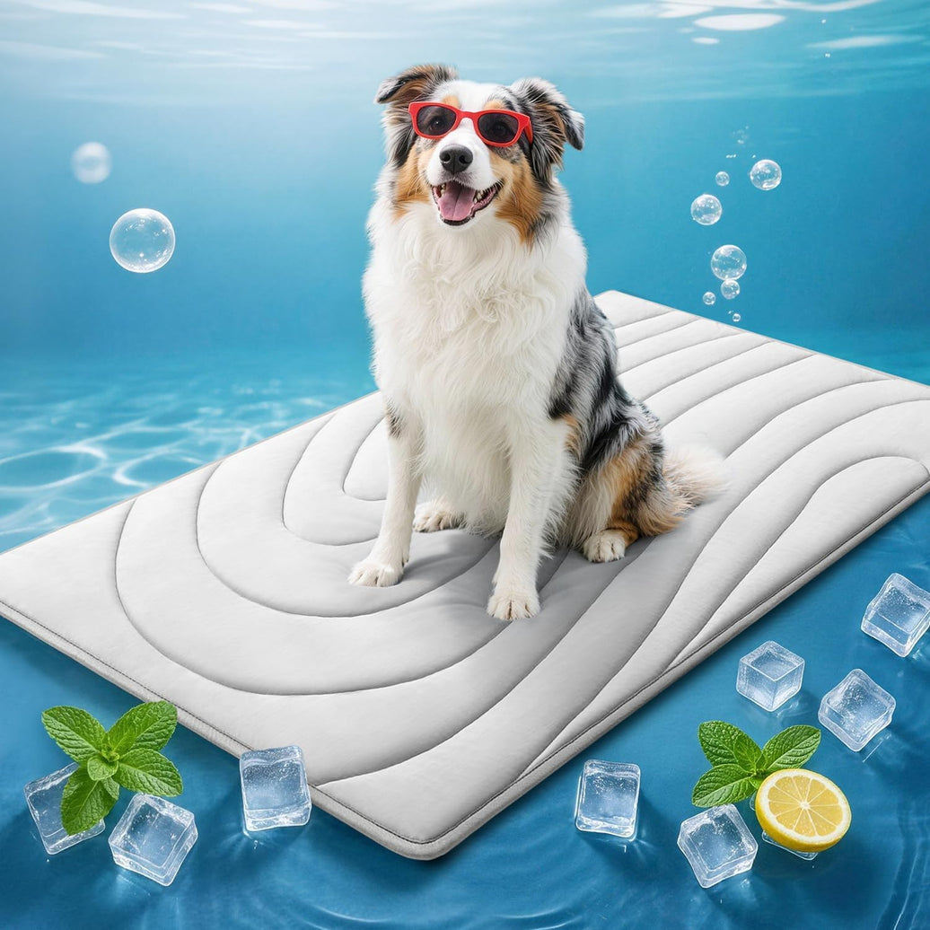 Self-Cooling Dog Mat Large – Non-Slip & Washable (48" x 28", Grey)
