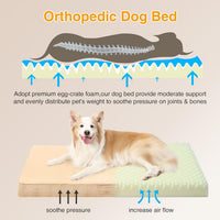 Washable Orthopedic Dog Bed – Waterproof Egg-Crate Foam (Beige)