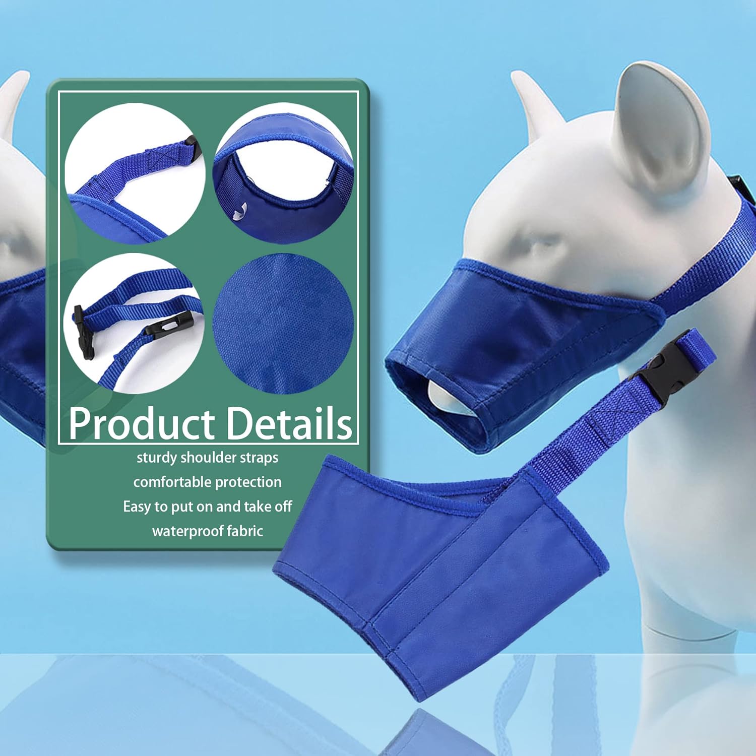 Dog Muzzle, Soft Anti-Biting Barking Chewing Muzzle, Breathable Waterproof Adjustable Muzzle for Small Medium Dogs,Blue