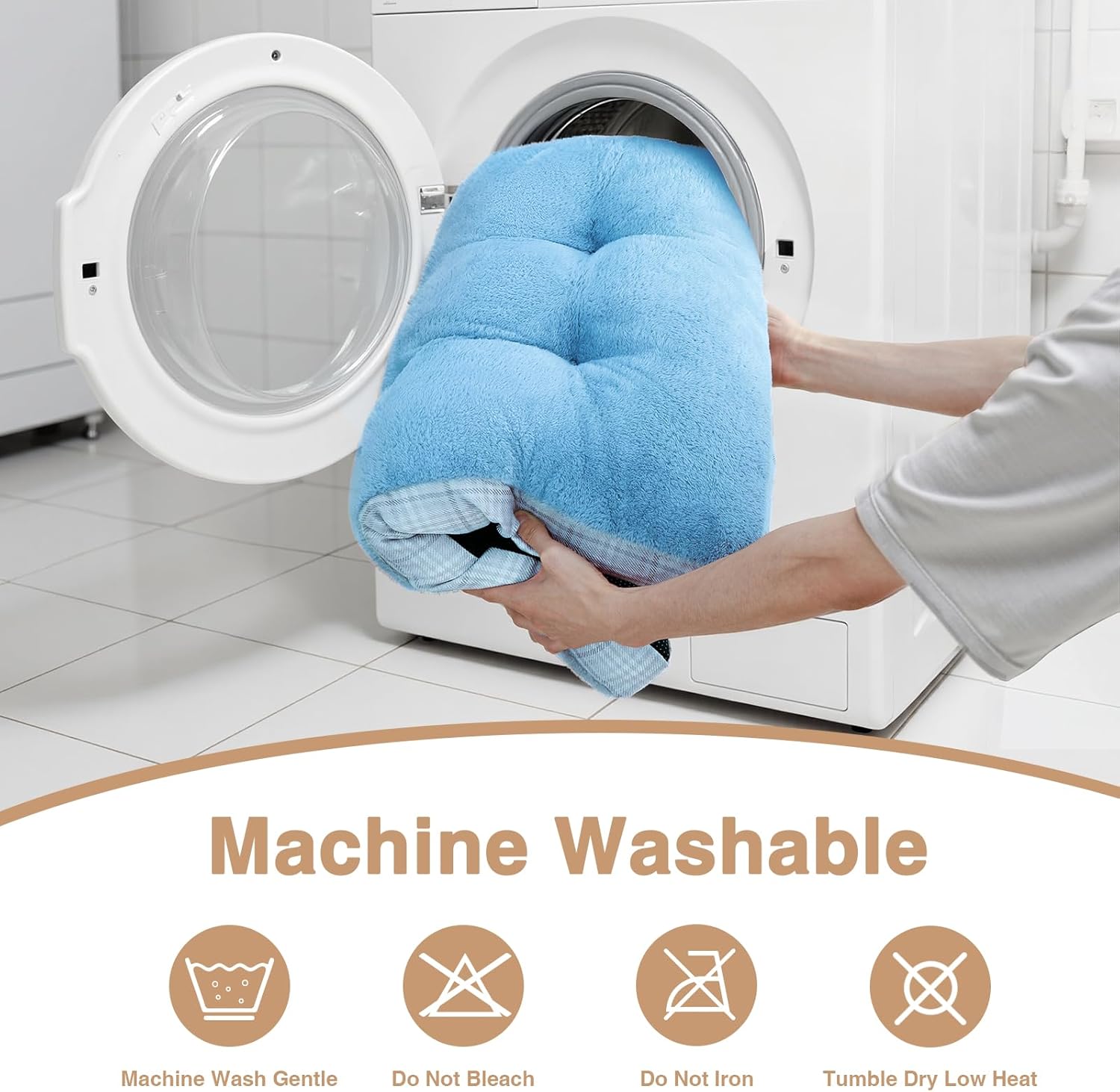 Washable L Dog Bed for Large Dogs with Anti-Slip Bottom, Premium Foam Pet Pad for Crate for Large Medium Small Sized Puppies(Blue))