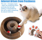 2-Pack Kitty Kurls Cat Scratcher – Foldable Magic Organ Cat Scratcher Board, Reversible Corrugated Cardboard Kitty Scratching Toy with 2 Bell Balls for Indoor Exercise