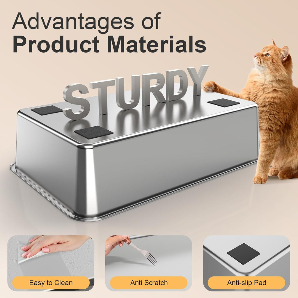 Steel Litter Box with Lid XL Extra Large Litter Box Enclosed Top Entry Metal Litterbox for Big Cats Easy Cleaning Less Leakage & High Sided with Mat Aisle & Scoop