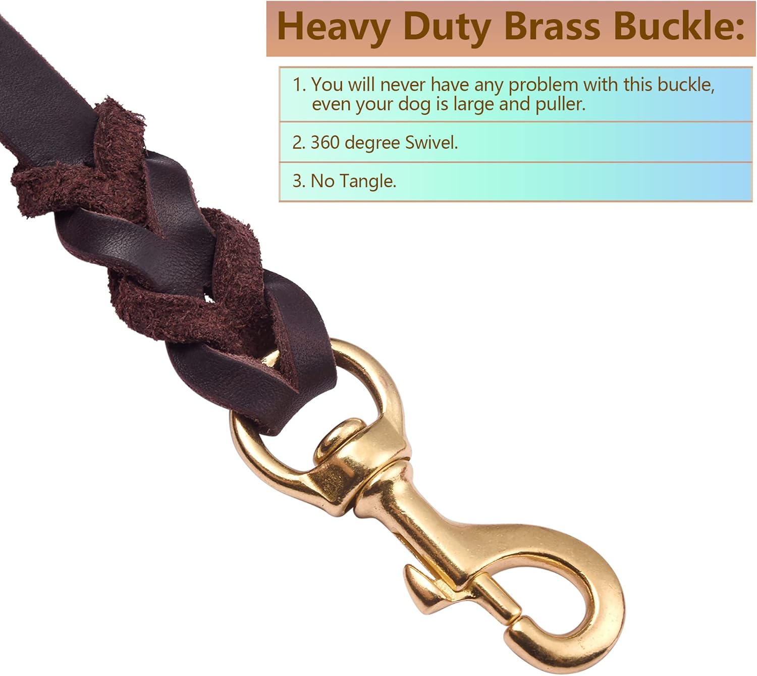 Genuine Leather Dog Leash - Heavy Duty Dog Training Leashes for Large Breed Dogs and Medium Dogs - 4FT / 5FT / 6FT Long with Color Black and Brown