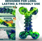 Indestructible Dog Chew Toys for Aggressive Chewers: 3-Pack Peanut Butter Nylon Chew Bones for Medium & Large Dogs 25–80 lbs, Tough Chewable Shapes, Long-Lasting Holiday Dog Gift (Green)