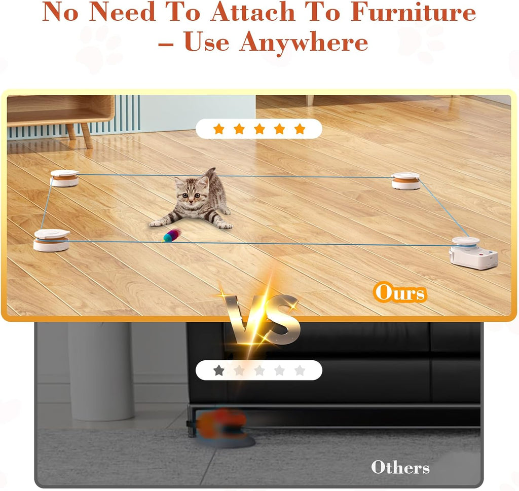 Interactive Cat Toy for Indoor Cats – Automatic Moving & Enrichment Toy for Indoor Cats/Kitten, Auto/Manual Control Cat Treadmill for Exercise & Mental Stimulation, Stimulating Chase Toys