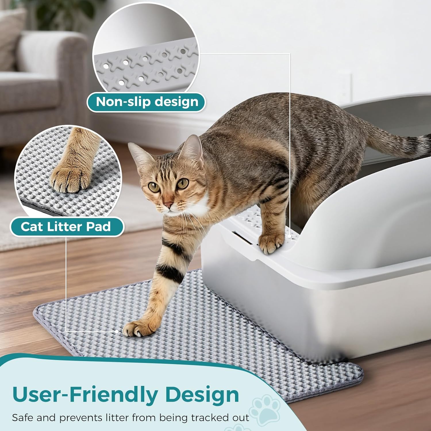 Stainless Steel Cat Litter Box with Lid, Large Cat Litter Box for Big Cats, High Wall Sides, Anti-Urine Leakage, Easy Cleaning, Scoop and Mat Included,light Grey