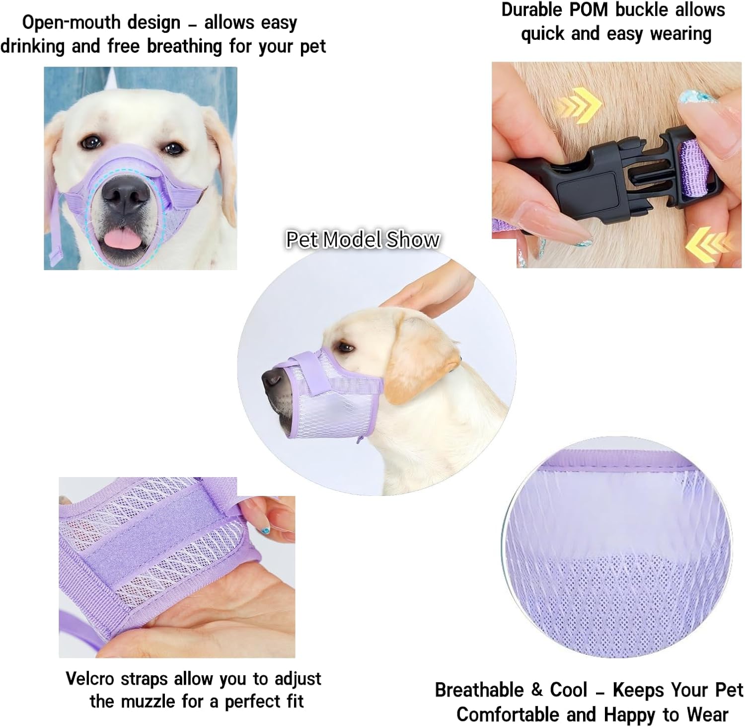 Soft Dog Muzzle – Adjustable Breathable Mesh Muzzle for Small, Medium & Large Dogs, Anti-Bite & Anti-Bark Pet Mouth Cover for Grooming, Training & Vet Visits (XL)