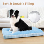 Washable L Dog Bed for Large Dogs with Anti-Slip Bottom, Premium Foam Pet Pad for Crate for Large Medium Small Sized Puppies(Blue))