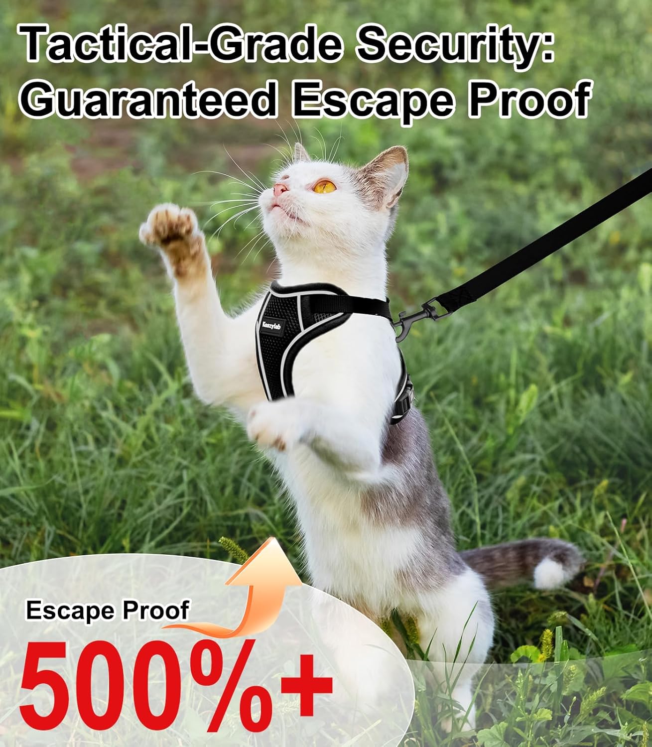 Cat Harness and Leash for Walking Escape Proof Soft Adjustable Cat Leash Breathable Comfortable Vest Easy to Wear Kitten Harness for Outdoor Travel Black